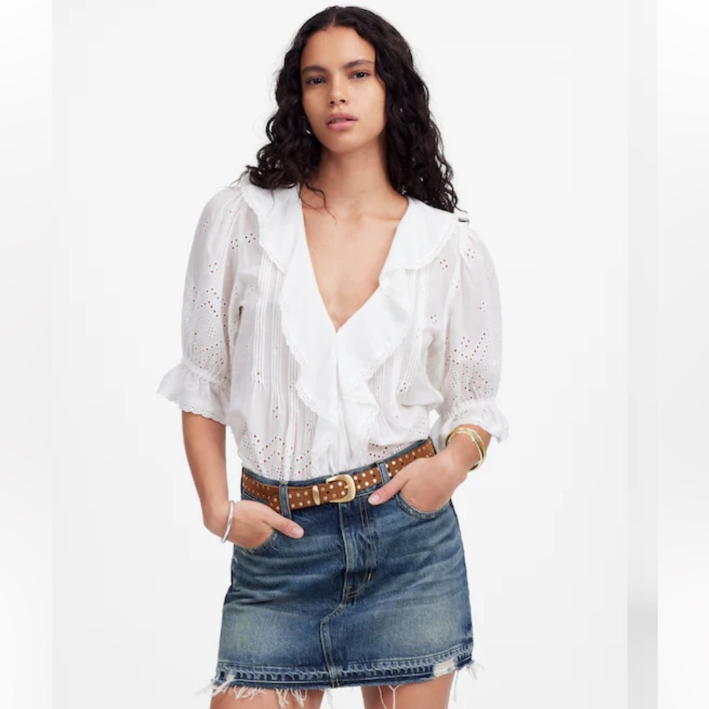 Madewell Postage-Stamp Denim Mini Skirt in Croswell Wash
